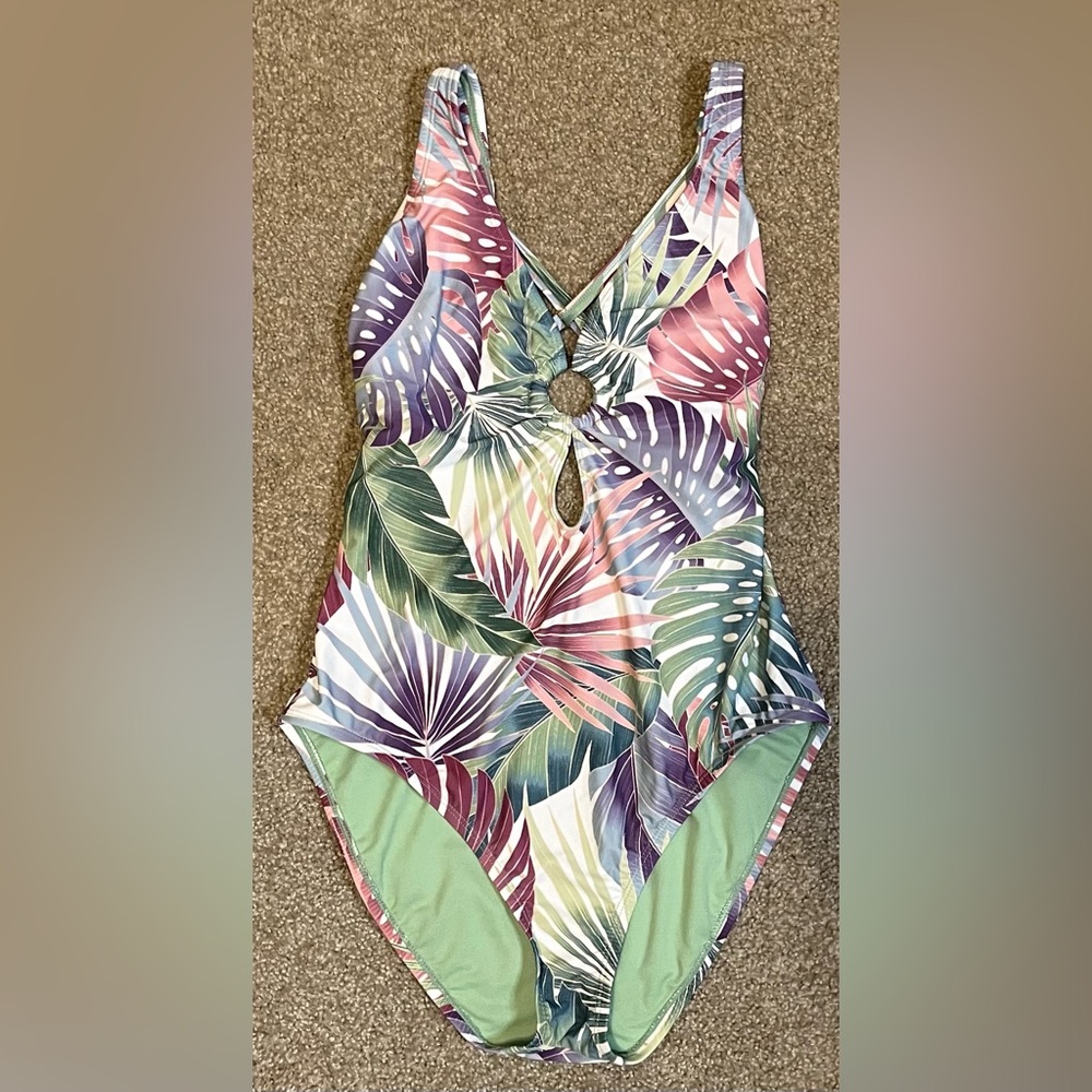 Bleu Rod Beattie Monstera Leaf One Piece Swimsuit size 12 - Picture 2 of 16